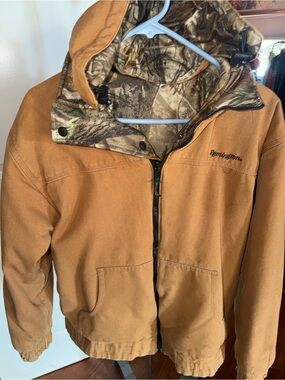 Remington Tan camouflage reversable Hooded Work hunting Jacket with Camo Lining